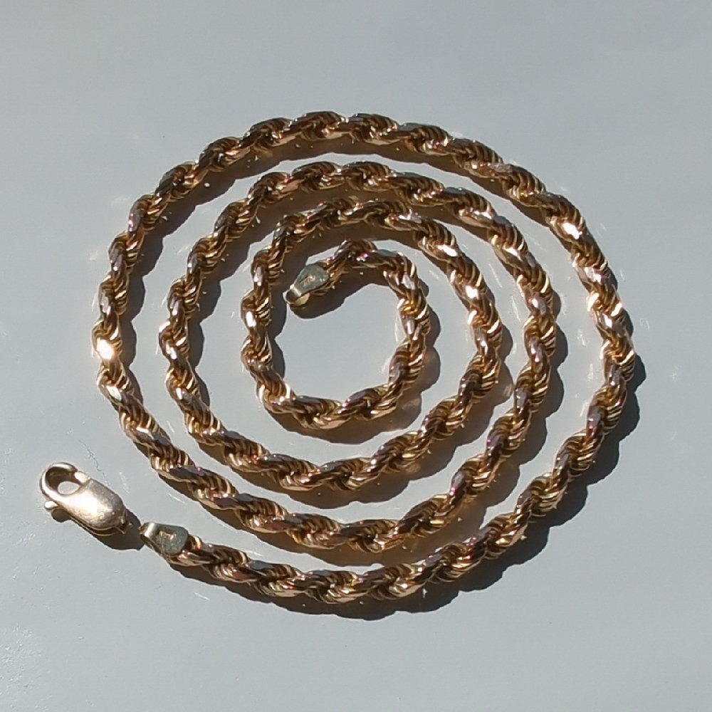 Italy 14K Solid Gold 4MM Diamond Cut Necklace 20"